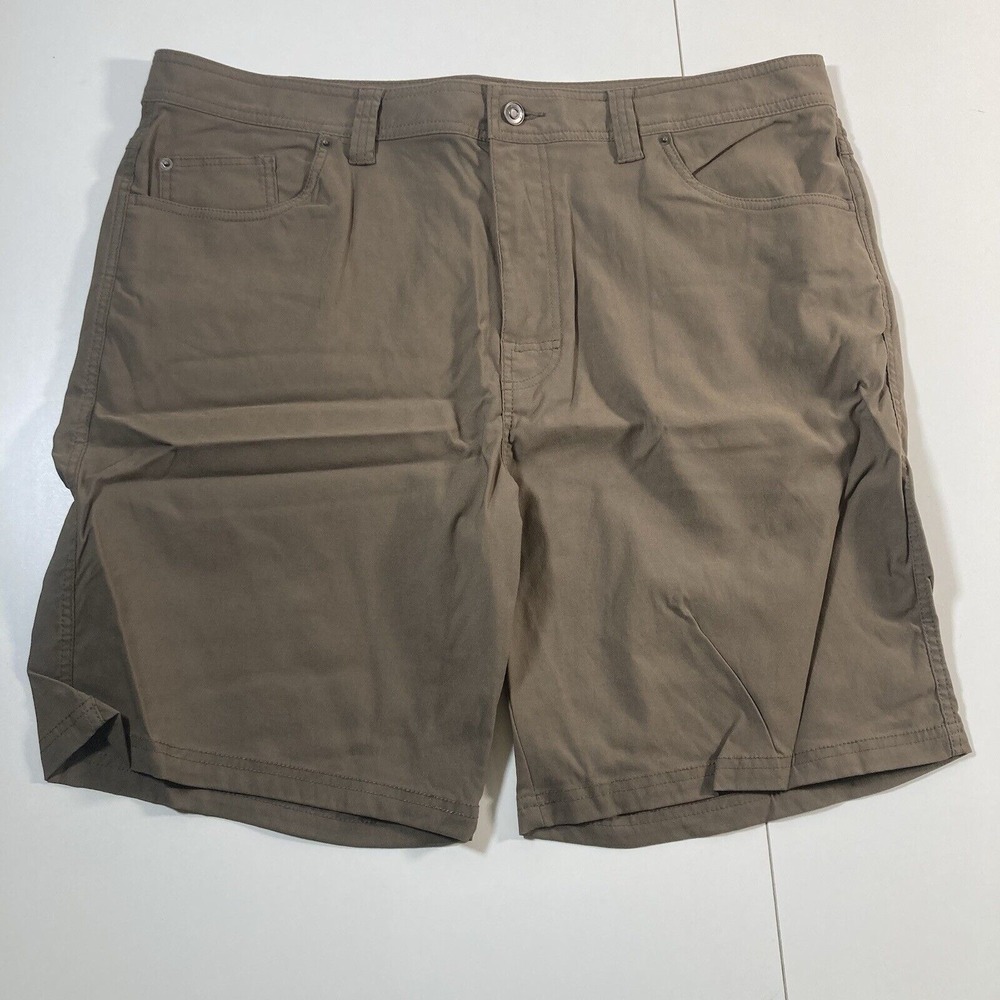 prAna Mens Brion II Shorts 40 9" Brown Stretch Nylon Lightweight Hike Camp